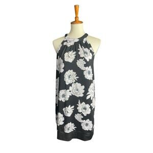 Mudpie Black Floral Dress Women Size Small Mini Dress Stretch Tie Back